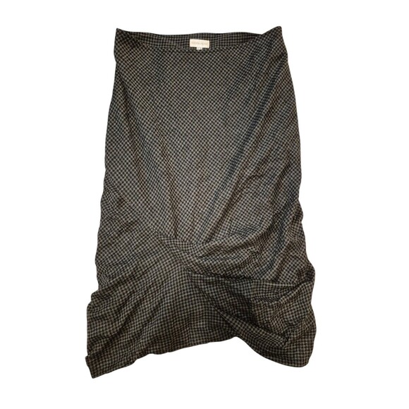 Sylvia Heise Asymmetric Houndstooth Pencil Skirt Pintuck Ruched  Black Gray Sz 4 - Picture 1 of 5